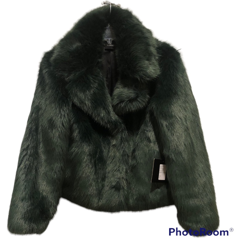 Faux Fur Coat Emerald Green XS